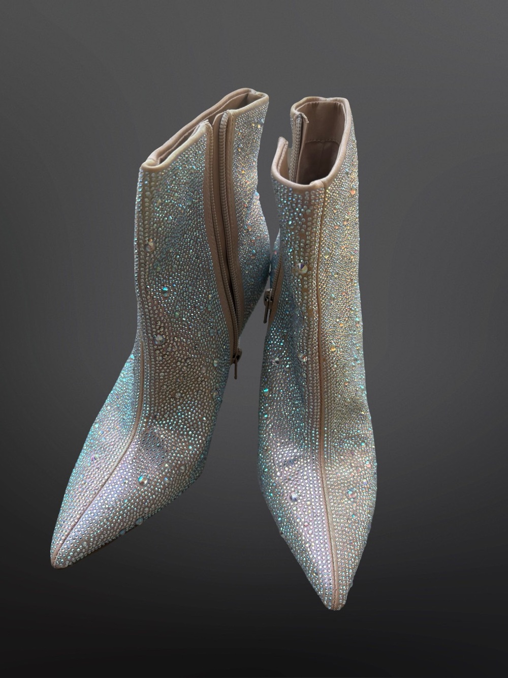 INC Crystal Embellished Pointed-Toe Ankle Boots - Iridescent Size 8.5
